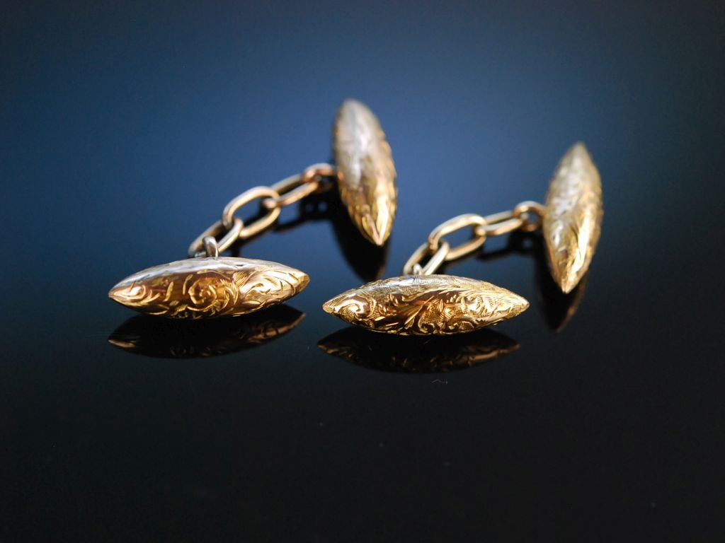 Birmingham um 1894! Torpedo Cufflinks Manschettenknöpfe Gold 375