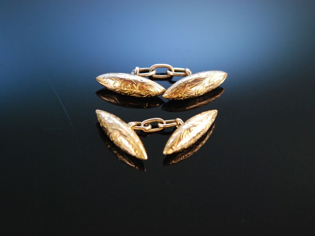 Birmingham um 1894! Torpedo Cufflinks Manschettenknöpfe Gold 375