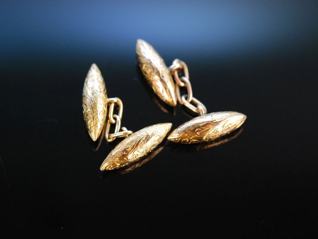 Birmingham um 1894! Torpedo Cufflinks Manschettenknöpfe Gold 375