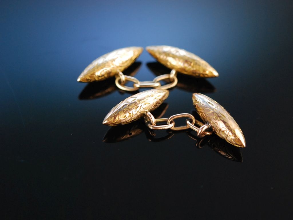 Birmingham um 1894! Torpedo Cufflinks Manschettenknöpfe Gold 375