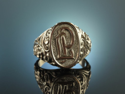 M&uuml;nchen um 1900! Aufw&auml;ndiger Siegel Monogramm Ring Silber 835