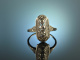 Um 1915! Eleganter Art Deco Ring Diamanten ca. 0,2 ct Wei&szlig; Gold 750