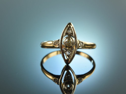 Um 1910! Charmanter historischer Art Deco Ring Diamanten Gold 585 Platin