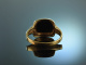 Around 1960! Pretty ladies emblem seal ring onyx gold 333