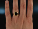 Around 1960! Pretty ladies emblem seal ring onyx gold 333