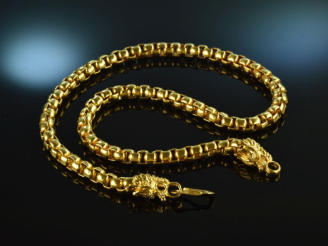 England around 1980! Chic Vintage Dragonhead Chain Silver 925 Gold Plated