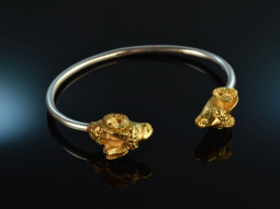 England around 1970! Chic ram head bangle silver 925 gold...