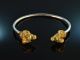 England around 1970! Chic ram head bangle silver 925 gold plated