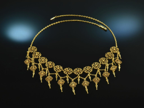 W&uuml;rzburg around 1900! Delicate historical filigree necklace silver gold plated