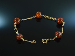 Around 1955! Delicate bracelet Baltic Amber Balls Gold 333