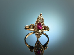 Um 1910! Sch&ouml;ner Marquise Ring Verneuil Rubin...