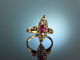 Um 1910! Sch&ouml;ner Marquise Ring Verneuil Rubin Diamant Rosen Gold 585