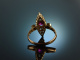 Um 1910! Sch&ouml;ner Marquise Ring Verneuil Rubin Diamant Rosen Gold 585