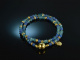 Ocean Blue! H&uuml;bsches Fancy Armband Blauachat Apatit Silber 925 vergoldet