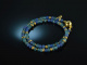 Ocean Blue! H&uuml;bsches Fancy Armband Blauachat Apatit Silber 925 vergoldet