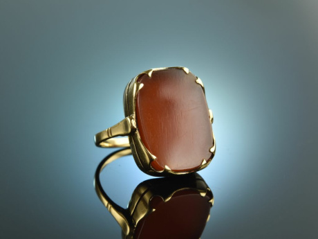 Around 1950! Classic coat of arms seal ring carnelian gold 585