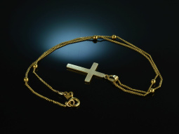 Communion! Delicate cross pendant with ball chain yellow...