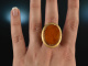 Pforzheim um 1950! Gro&szlig;er Butterscotch Honig Bernstein Ring Gold 585