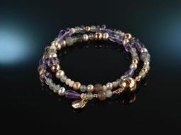 Smoky Violet! Fancy Armband 2reihig Grauquarz Amethyst...