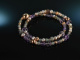 Smoky Violet! Fancy Armband 2reihig Grauquarz Amethyst Zuchtperlen Silber 925 ros&eacute;vergoldet