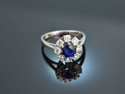 Um 1965! Sehr feiner klassischer Saphir Brillant Ring...