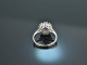 Around 1965! Very fine classic sapphire brilliant cut diamond ring white gold 750