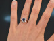 Around 1965! Very fine classic sapphire brilliant cut diamond ring white gold 750