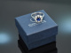 Around 1965! Very fine classic sapphire brilliant cut diamond ring white gold 750