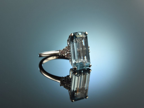Feinste Qualit&auml;t! Eleganter Aquamarin Ring mit Brillanten Wei&szlig; Gold 750
