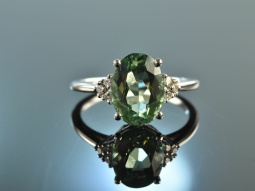 Exquisite green! Elegant Tourmaline Brilliant Ring White...