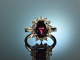 Feinste Qualit&auml;t! Klassisch eleganter Ring Rhodolith Diamanten Wei&szlig; Gold 750