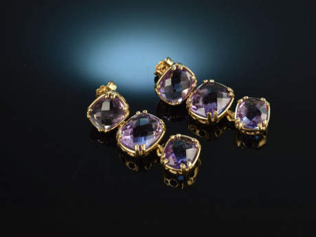 Smart Lilac! Stilvolle Ohrringe Silber 925 vergoldet Amethyste