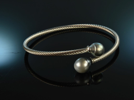 Italian Pearls! Armspange Silber 925 Tahiti Perlen Gelenkmechanismus