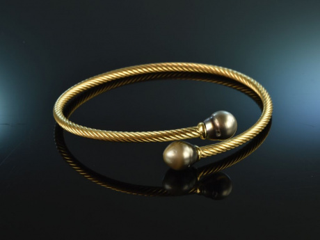 Italian Pearls! Armspange Silber 925 vergoldet Tahiti Perlen Gelenkmechanismus