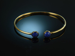 Trendy Bangle! Armreif Silber 925 vergoldet Lapislazuli...