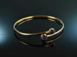 Stylish Bangle! Feiner Armreif Silber 925 vergoldet Amethyste Gelenkmechanismus