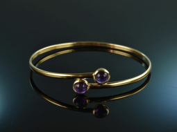 Stylish Bangle! Feiner Armreif Silber 925 vergoldet Amethyste Gelenkmechanismus