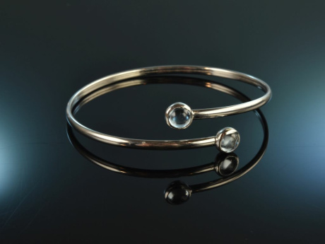 Stylish Bangle! Feiner Armreif Silber 925 Blautopas Gelenkmechanismus