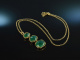 Green Glow! Stilvoller Anh&auml;nger mit Kette Silber 925 vergoldet Gr&uuml;ner Onyx