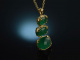 Green Glow! Stilvoller Anh&auml;nger mit Kette Silber 925 vergoldet Gr&uuml;ner Onyx