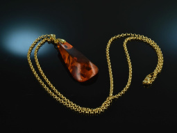 1975 Beautiful Baltic Amber pendant with chain silver...