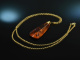 1975 Beautiful Baltic Amber pendant with chain silver gold plated