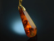 1975 Beautiful Baltic Amber pendant with chain silver gold plated