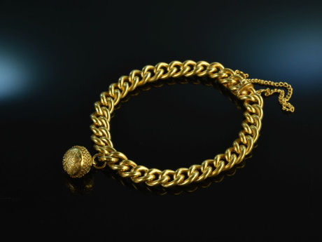 Around 1950! Pretty armor bracelet with decorative ball silver 800 gold plated