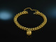Around 1950! Pretty armor bracelet with decorative ball silver 800 gold plated