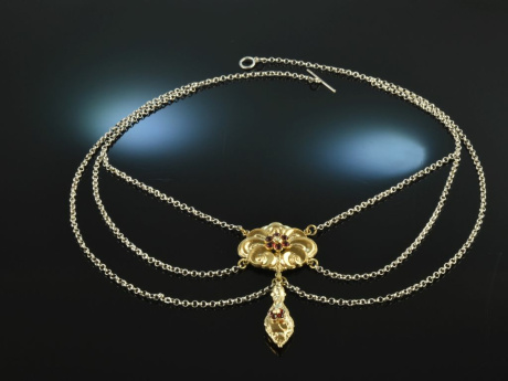 W&uuml;rzburg around 1860! Beautiful traditional costumes Dirndl necklace silver golddoubl&eacute; ornamental stones