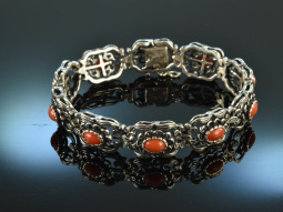 Bayern um 1950! H&uuml;bsches Trachten Armband Silber 835 Sardegna Korallen