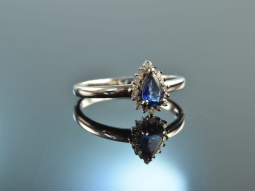 Fine Blue! Sch&ouml;ner Saphir Brillant Verlobungs Ring...