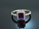 Vivid Violet! Eleganter Amethyst Brillant Ring Wei&szlig; Gold 750