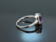 Vivid Violet! Elegant Amethyst Brilliant Ring White Gold 750